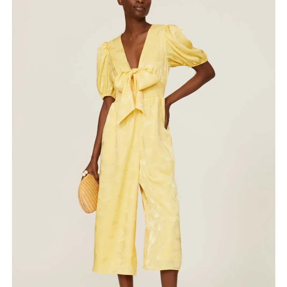 Slate & Willow Yellow Satin Jumpsuit